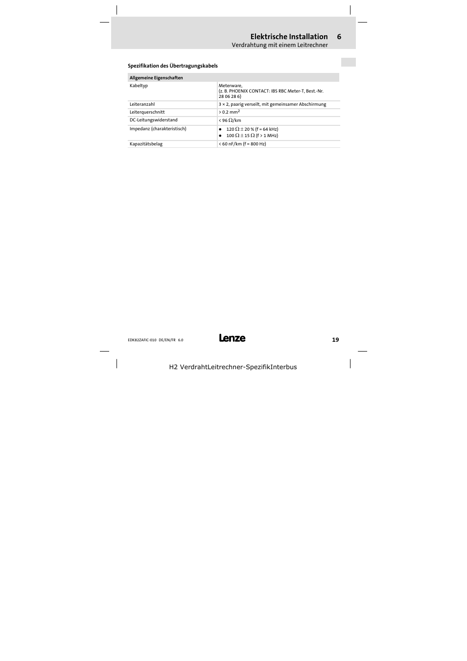 Elektrische installation | Lenze E82ZAFIC010 User Manual | Page 19 / 94