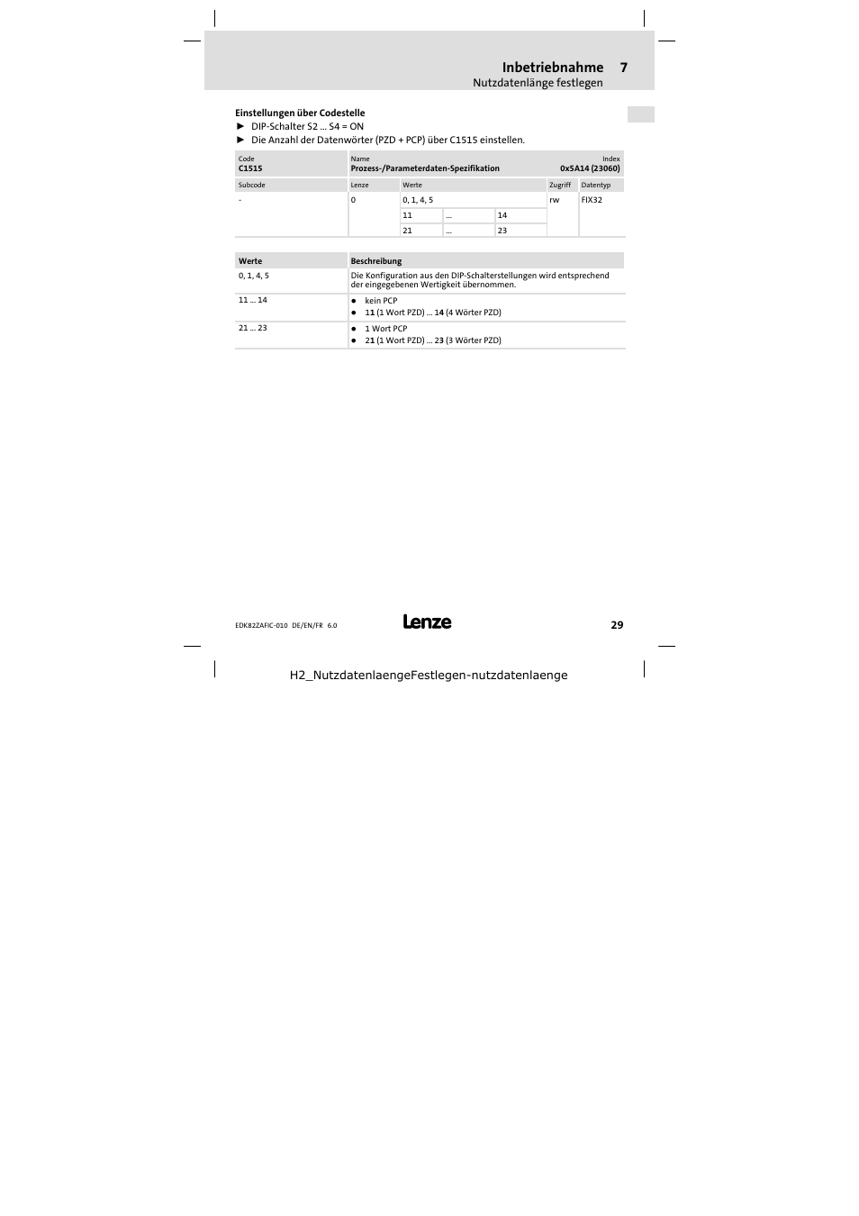 Inbetriebnahme | Lenze E82ZAFIC010 User Manual | Page 29 / 94