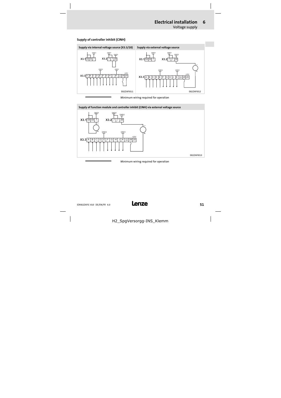 Electrical installation, Voltage supply, H2_spgversorgg−ins_klemm | Lenze E82ZAFIC010 User Manual | Page 51 / 94