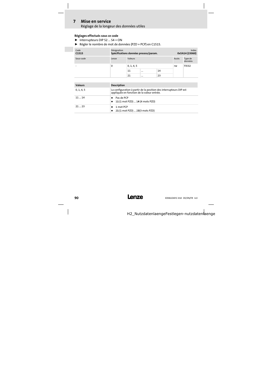 7mise en service | Lenze E82ZAFIC010 User Manual | Page 90 / 94