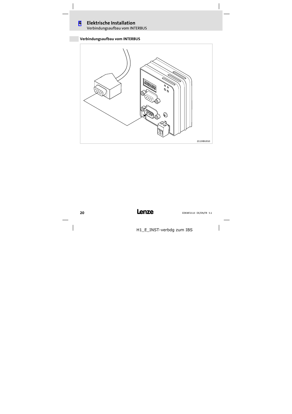 Verbindungsaufbau vom interbus | Lenze EMF2113IB User Manual | Page 20 / 112