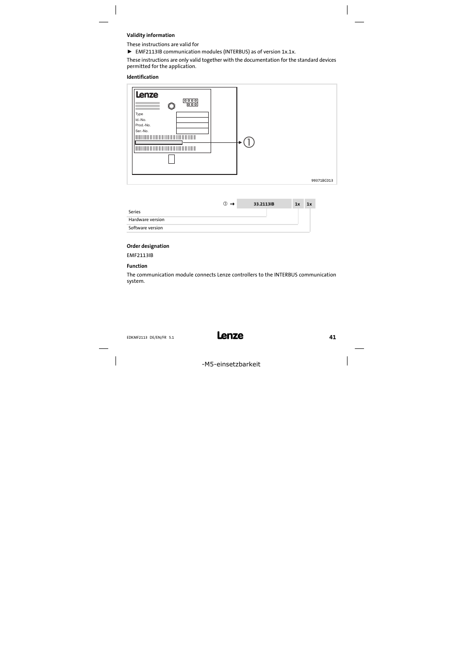 Validity information | Lenze EMF2113IB User Manual | Page 41 / 112