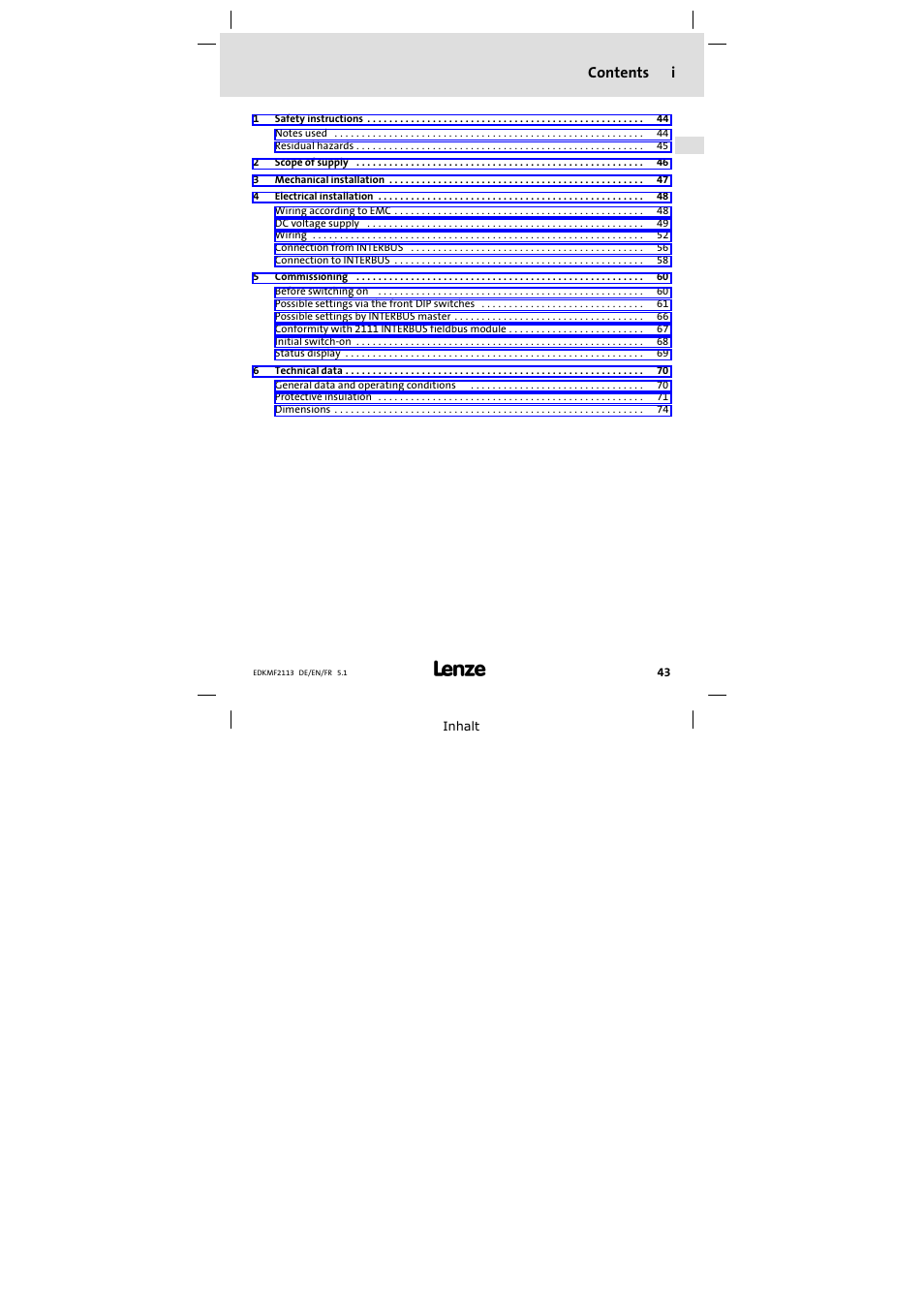 Lenze EMF2113IB User Manual | Page 43 / 112
