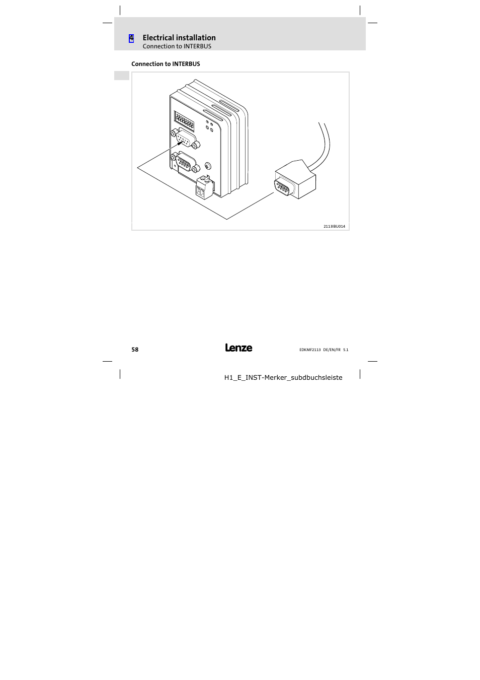 Connection to interbus | Lenze EMF2113IB User Manual | Page 58 / 112
