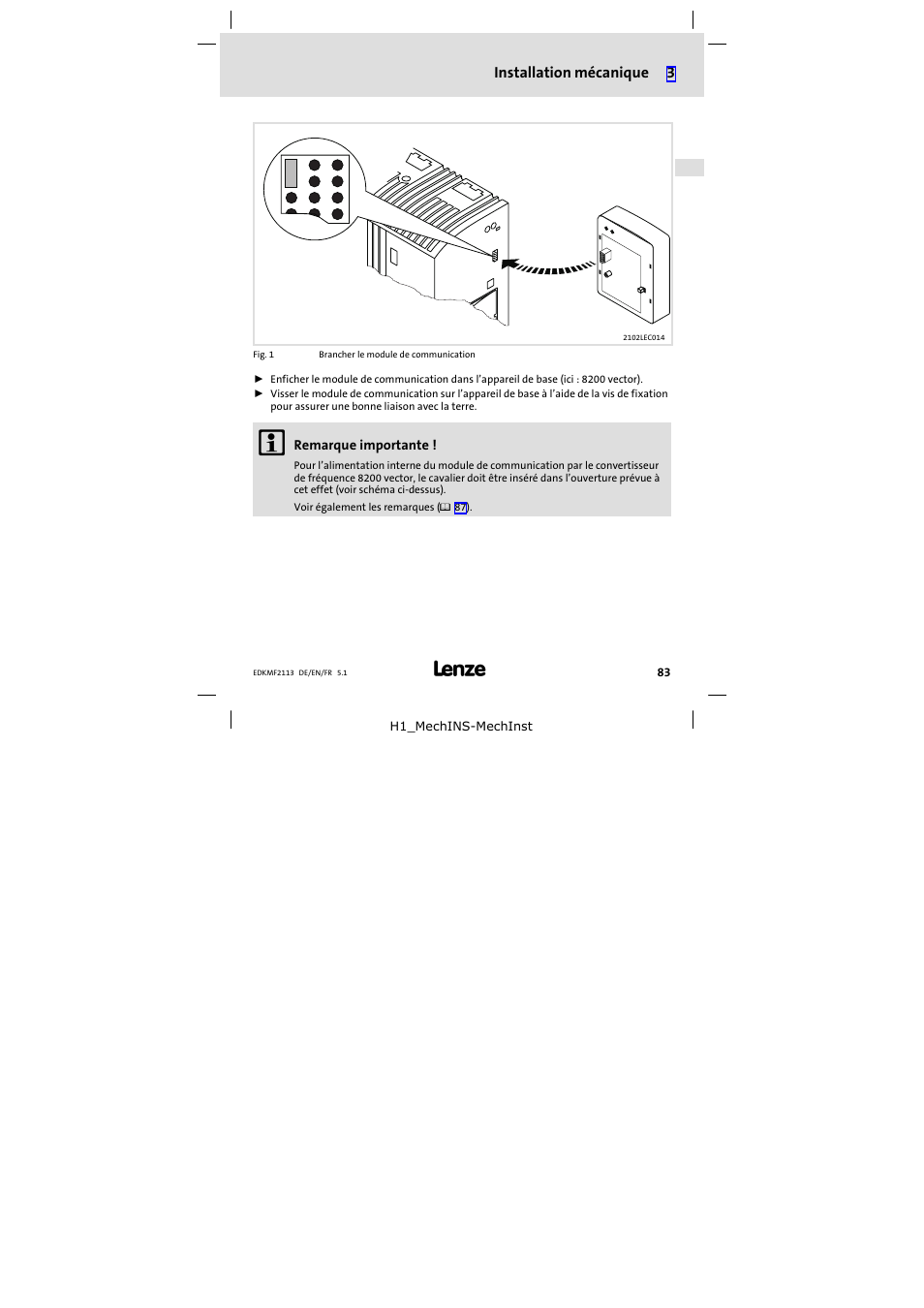 3 installation mécanique, Installation électrique, Câblage conforme cem | Lenze EMF2113IB User Manual | Page 83 / 112