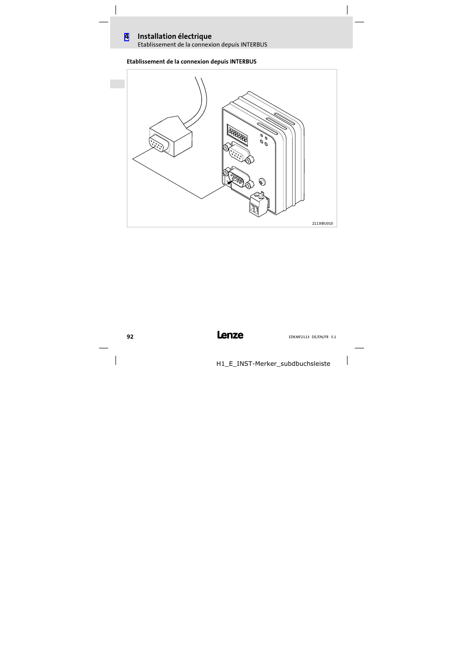 Etablissement de la connexion depuis interbus | Lenze EMF2113IB User Manual | Page 92 / 112