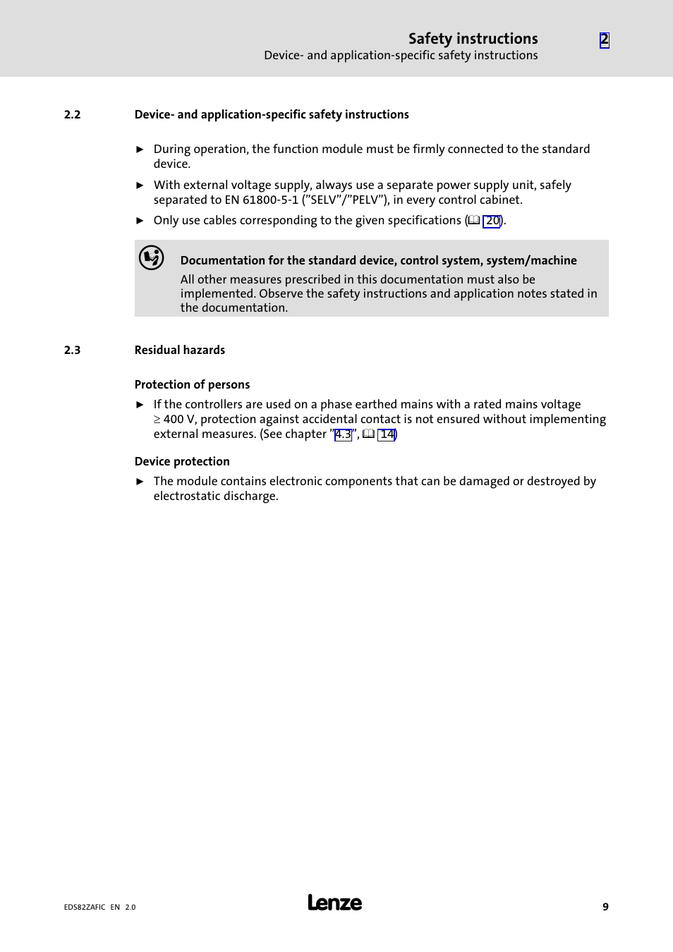 3 residual hazards, Residual hazards | Lenze E82ZAFIC010 User Manual | Page 9 / 71