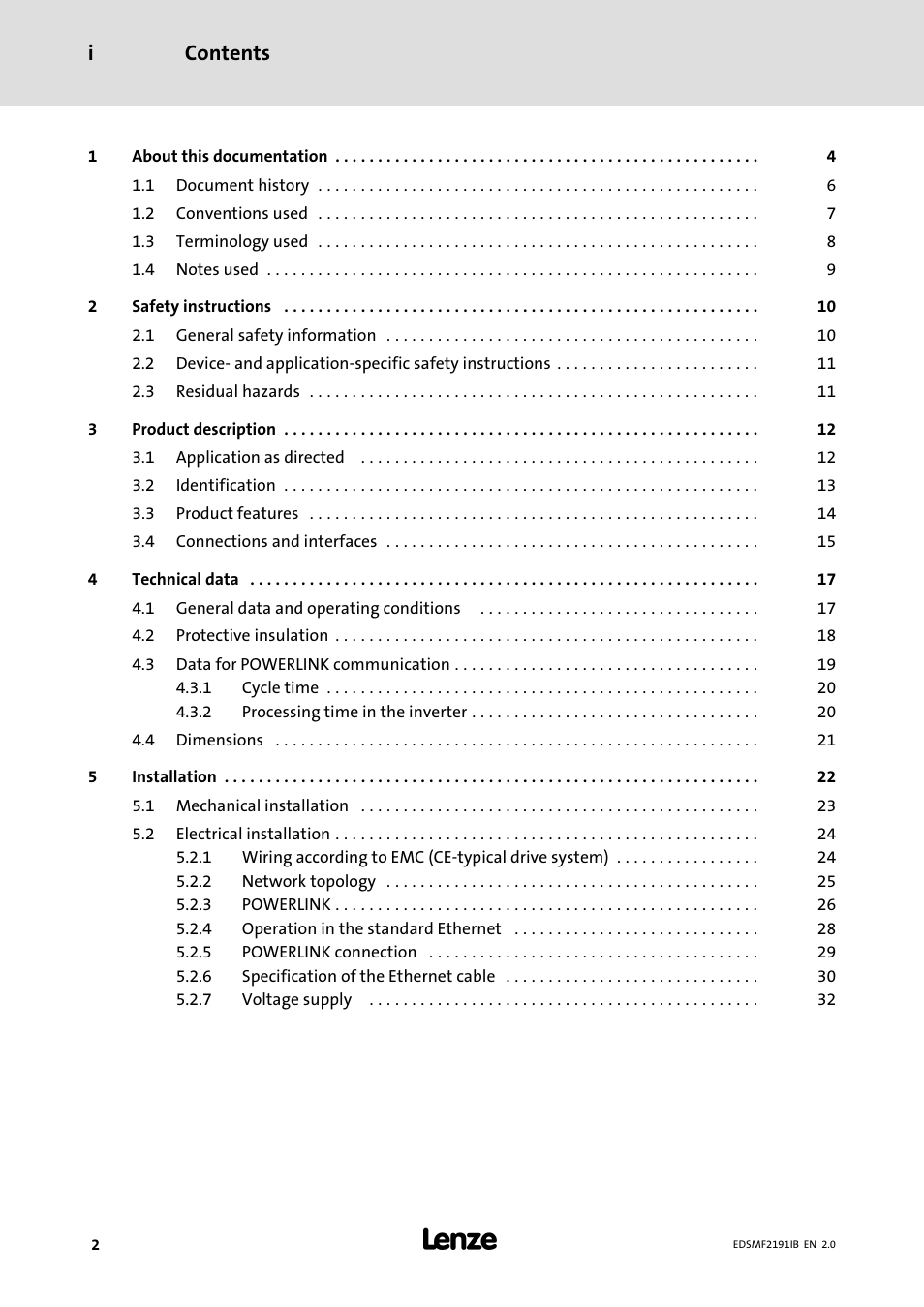 Lenze EMF2191IB User Manual | Page 2 / 56
