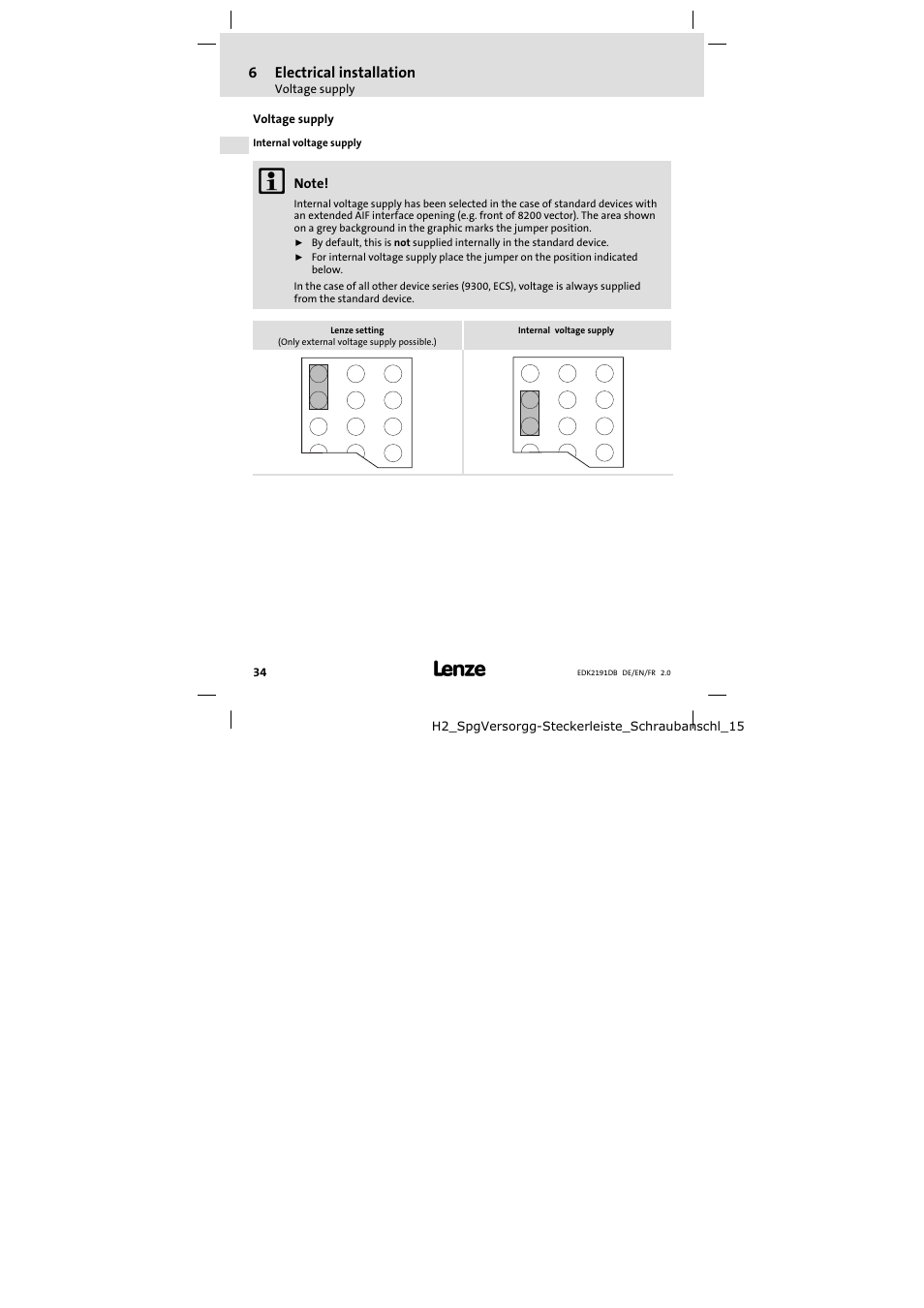 Voltage supply | Lenze EMF2191IB User Manual | Page 34 / 58