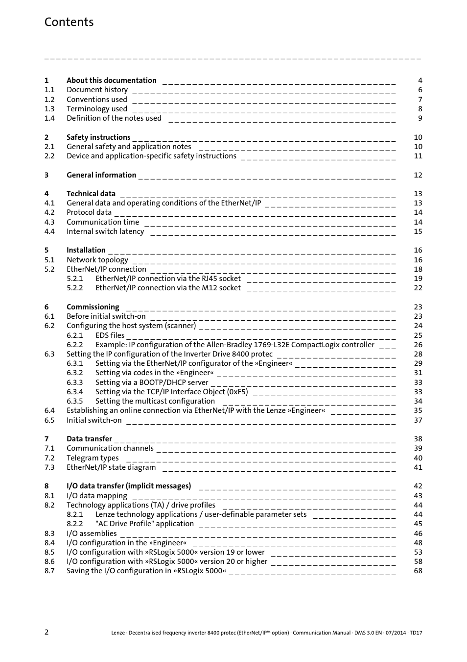 Lenze E84Dxxxx User Manual | Page 2 / 147