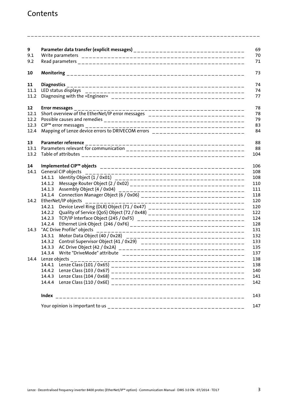 Lenze E84Dxxxx User Manual | Page 3 / 147