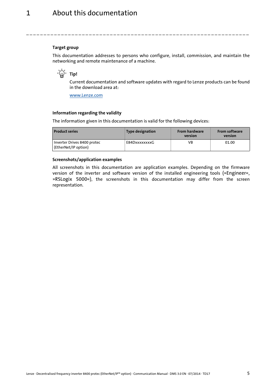 1about this documentation | Lenze E84Dxxxx User Manual | Page 5 / 147