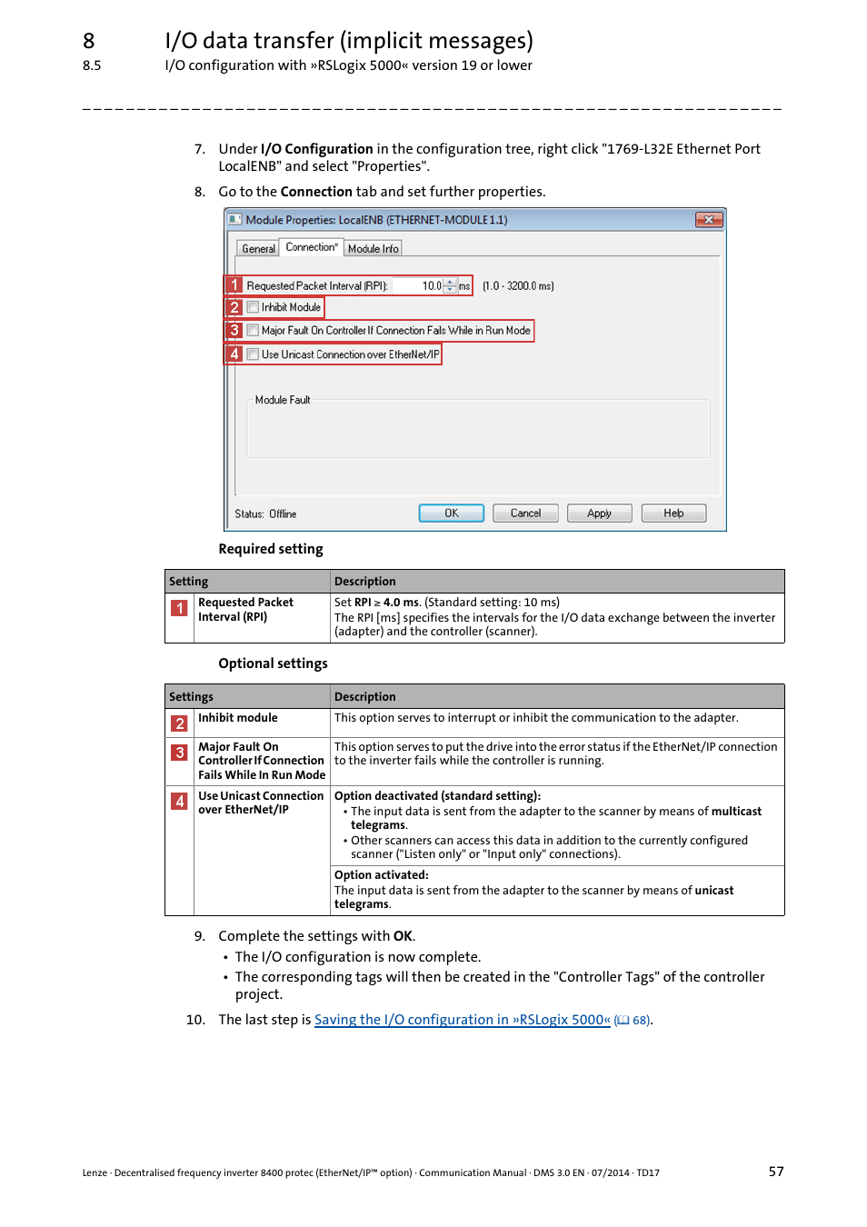 8i/o data transfer (implicit messages) | Lenze E84Dxxxx User Manual | Page 57 / 147