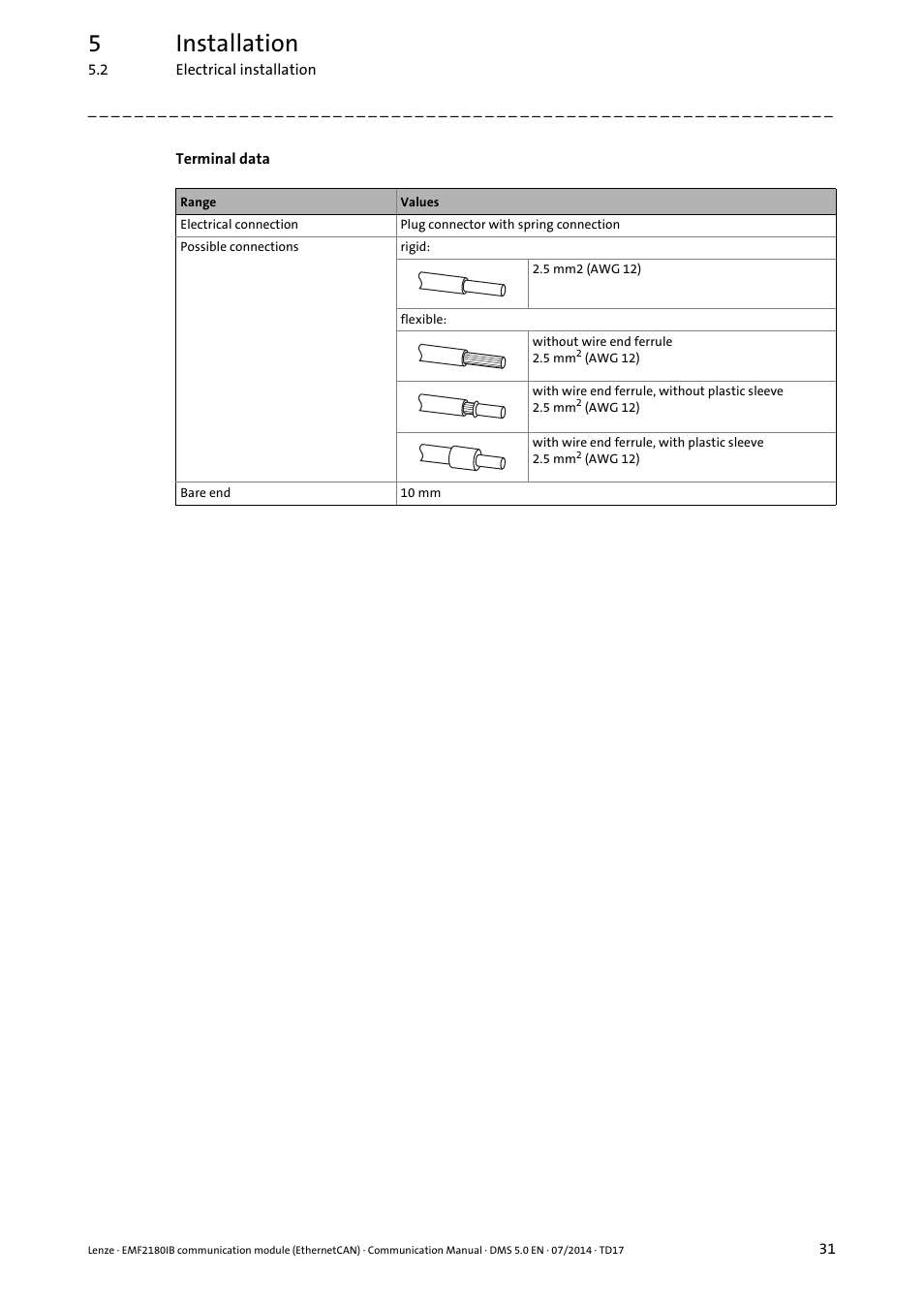 5installation | Lenze EMF2180IB User Manual | Page 31 / 71