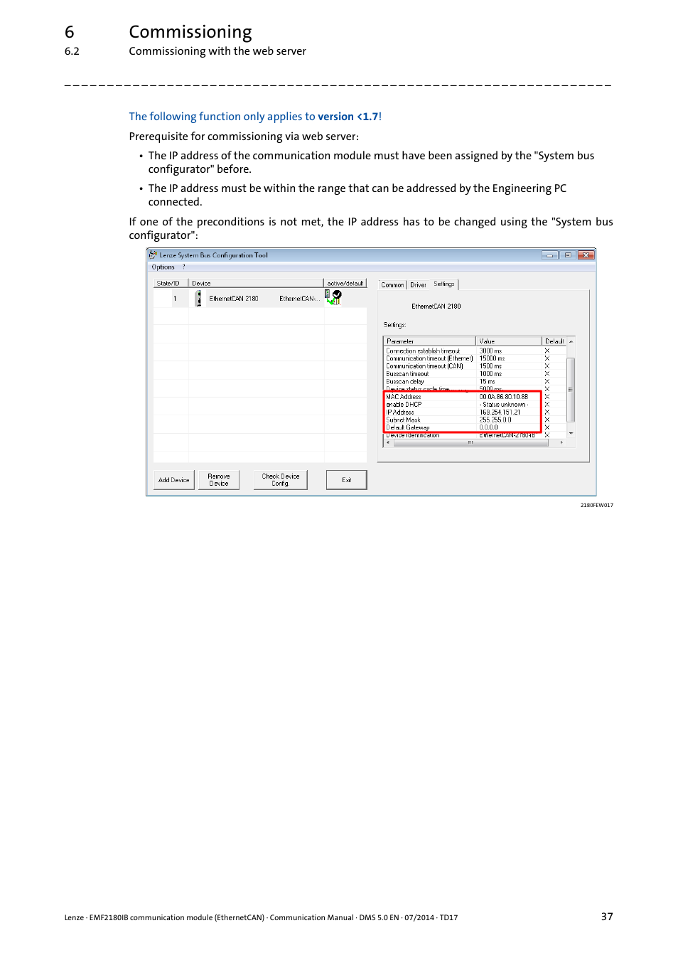 6commissioning | Lenze EMF2180IB User Manual | Page 37 / 71