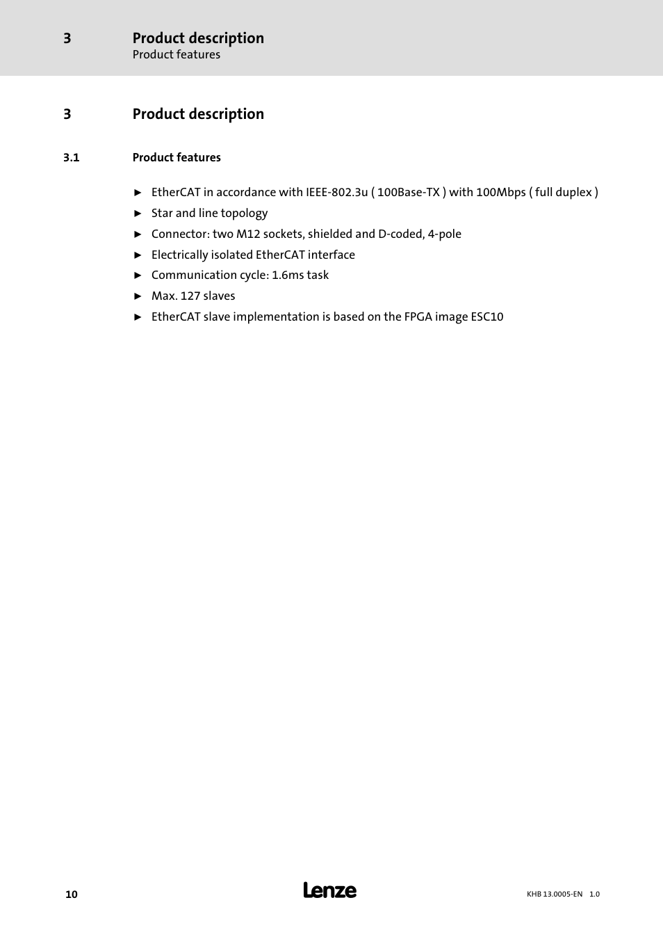 3 product description, 1 product features, Product description | Product features, 3product description | Lenze 931K User Manual | Page 10 / 43