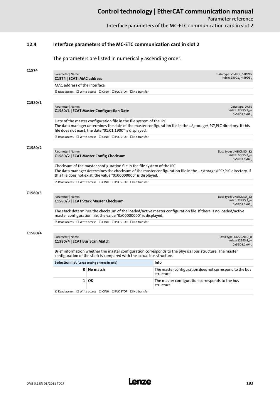 Control technology | ethercat communication manual | Lenze EtherCAT control technology User Manual | Page 183 / 204