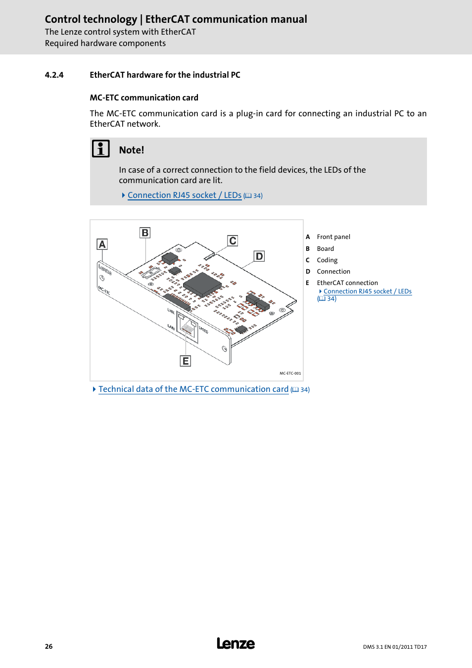 4 ethercat hardware for the industrial pc, Ethercat hardware for the industrial pc, Control technology | ethercat communication manual | Lenze EtherCAT control technology User Manual | Page 26 / 204