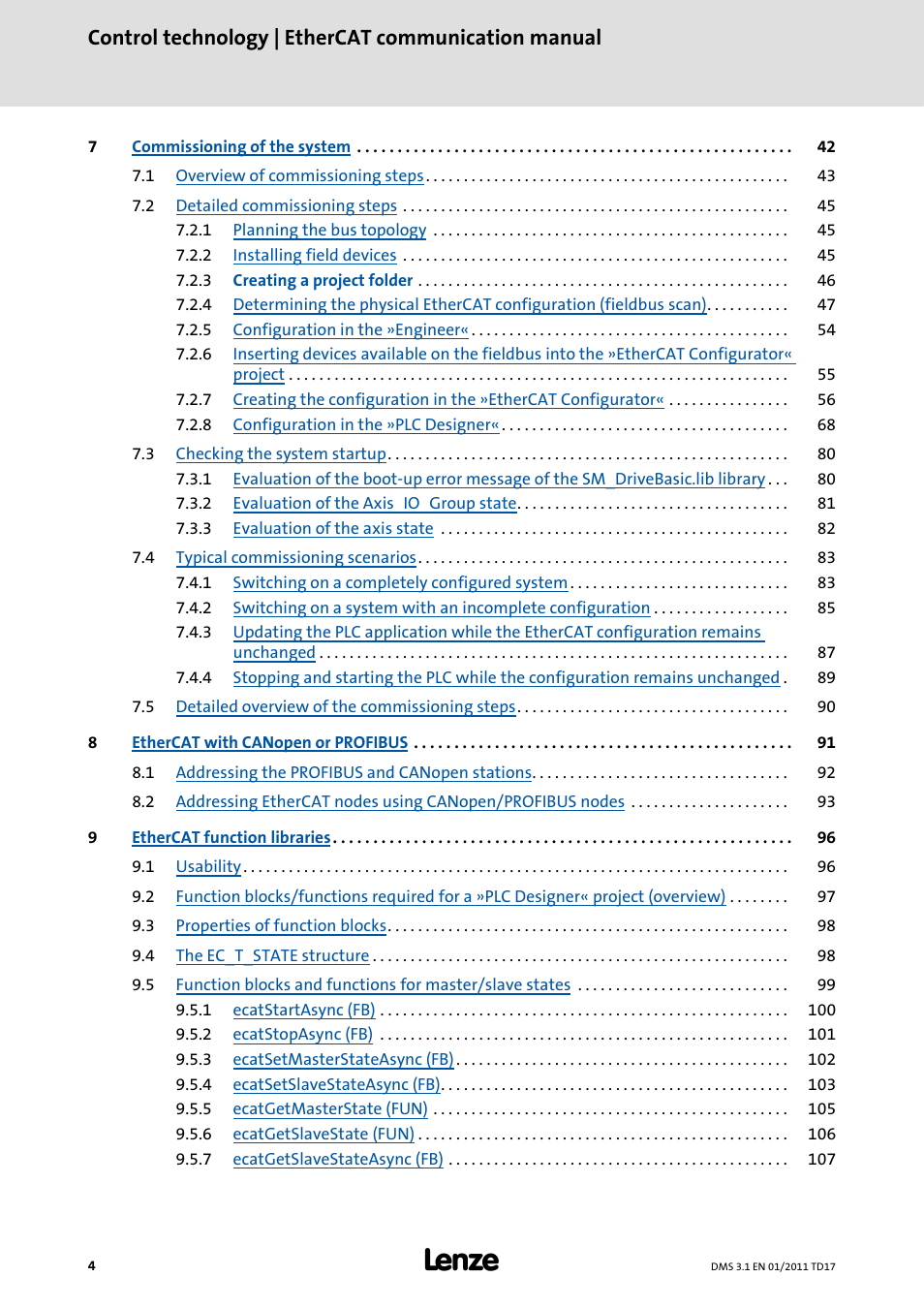 Control technology | ethercat communication manual | Lenze EtherCAT control technology User Manual | Page 4 / 204
