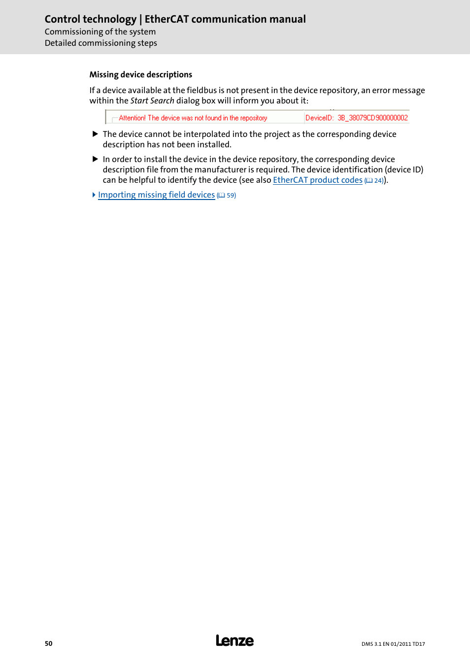 Control technology | ethercat communication manual | Lenze EtherCAT control technology User Manual | Page 50 / 204