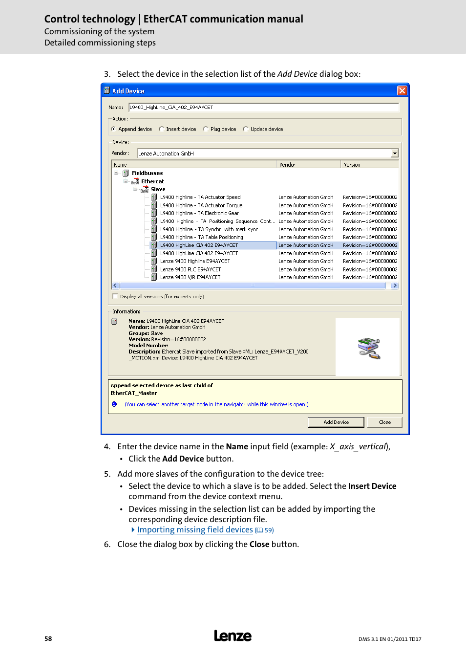 Control technology | ethercat communication manual | Lenze EtherCAT control technology User Manual | Page 58 / 204