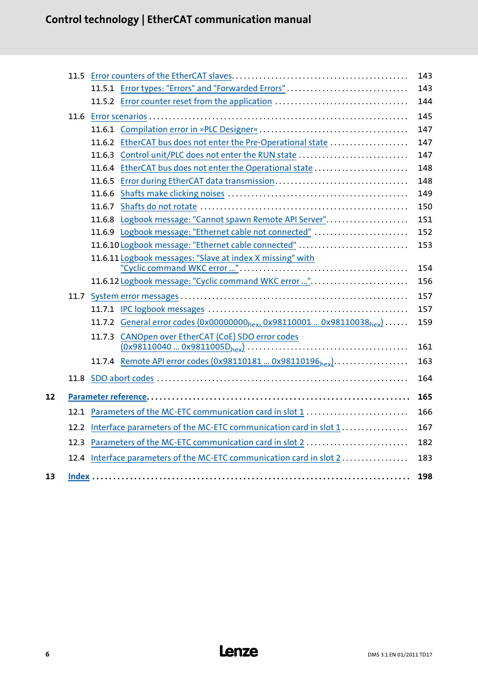 Control technology | ethercat communication manual | Lenze EtherCAT control technology User Manual | Page 6 / 204