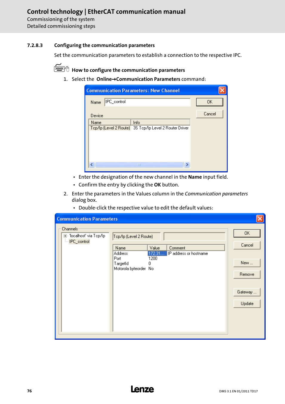 3 configuring the communication parameters | Lenze EtherCAT control technology User Manual | Page 76 / 204