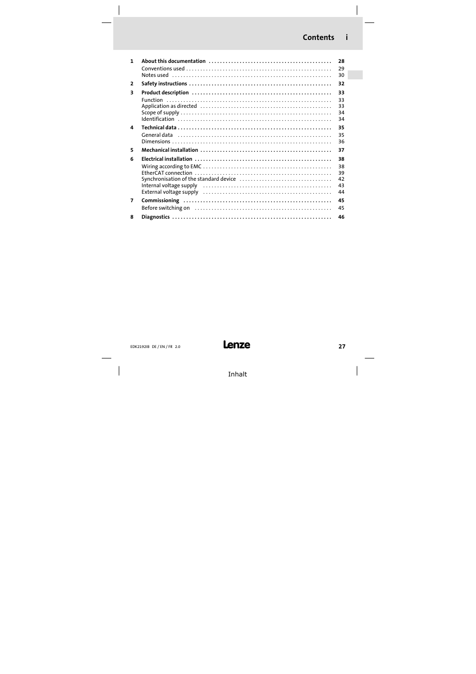 Lenze EMF2192IB User Manual | Page 27 / 70