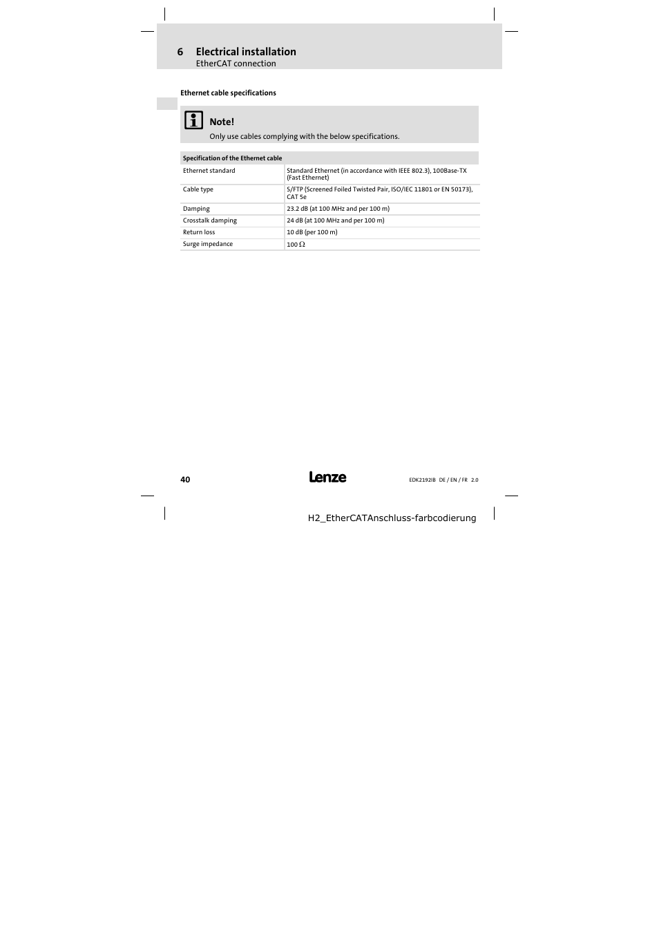 6electrical installation | Lenze EMF2192IB User Manual | Page 40 / 70