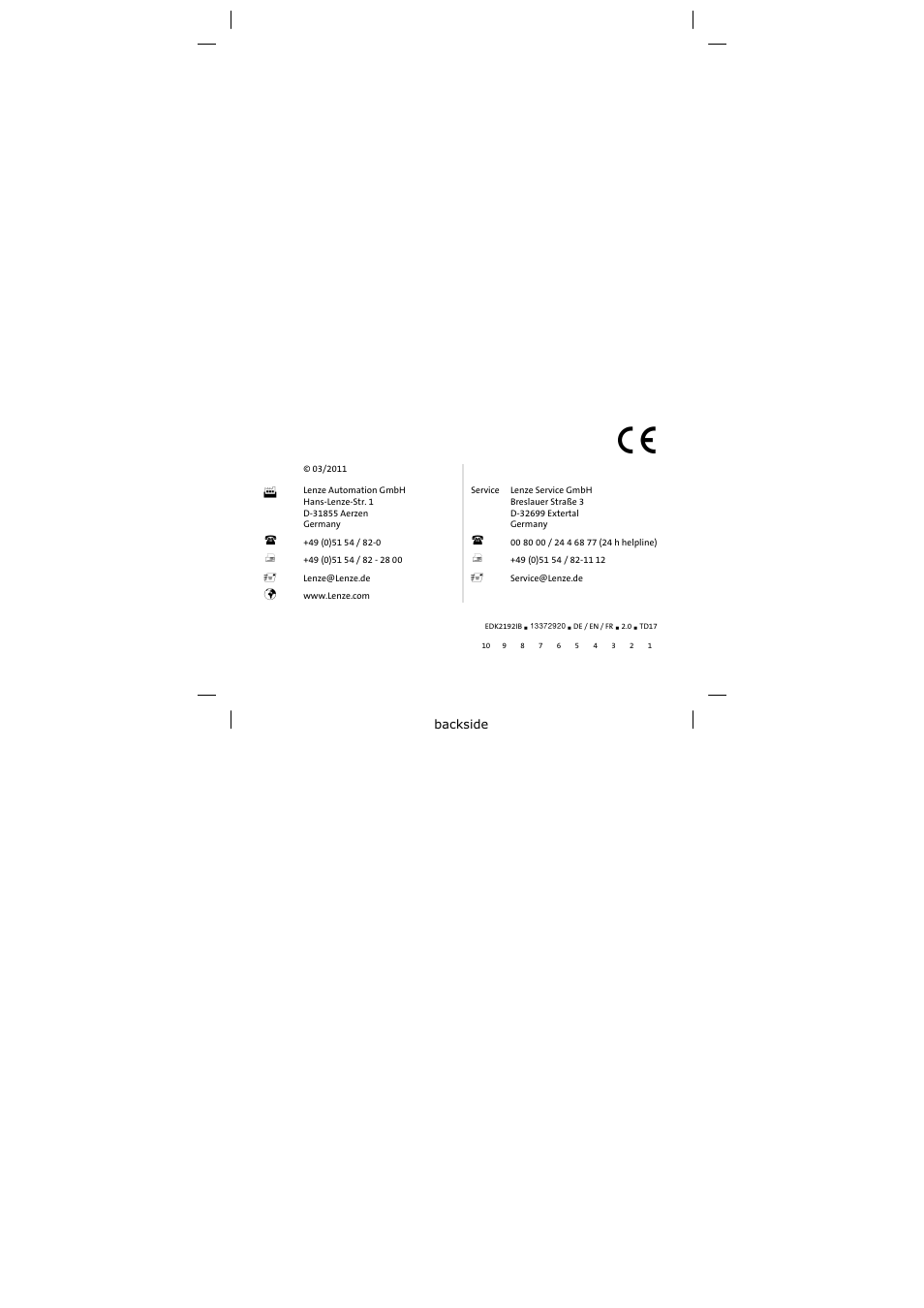 Lenze EMF2192IB User Manual | Page 70 / 70