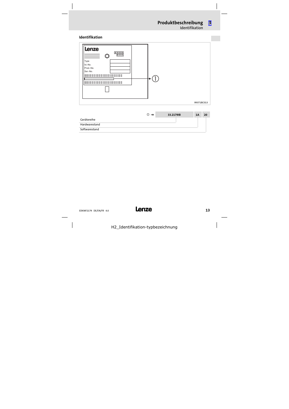 Identifikation | Lenze EMF2179IB User Manual | Page 13 / 112