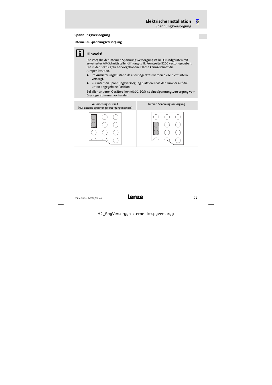 Spannungsversorgung | Lenze EMF2179IB User Manual | Page 27 / 112