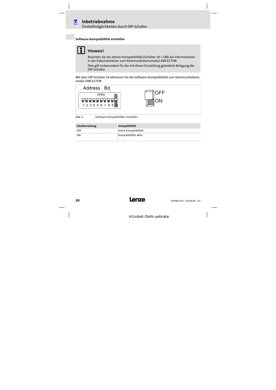 On off | Lenze EMF2179IB User Manual | Page 30 / 112