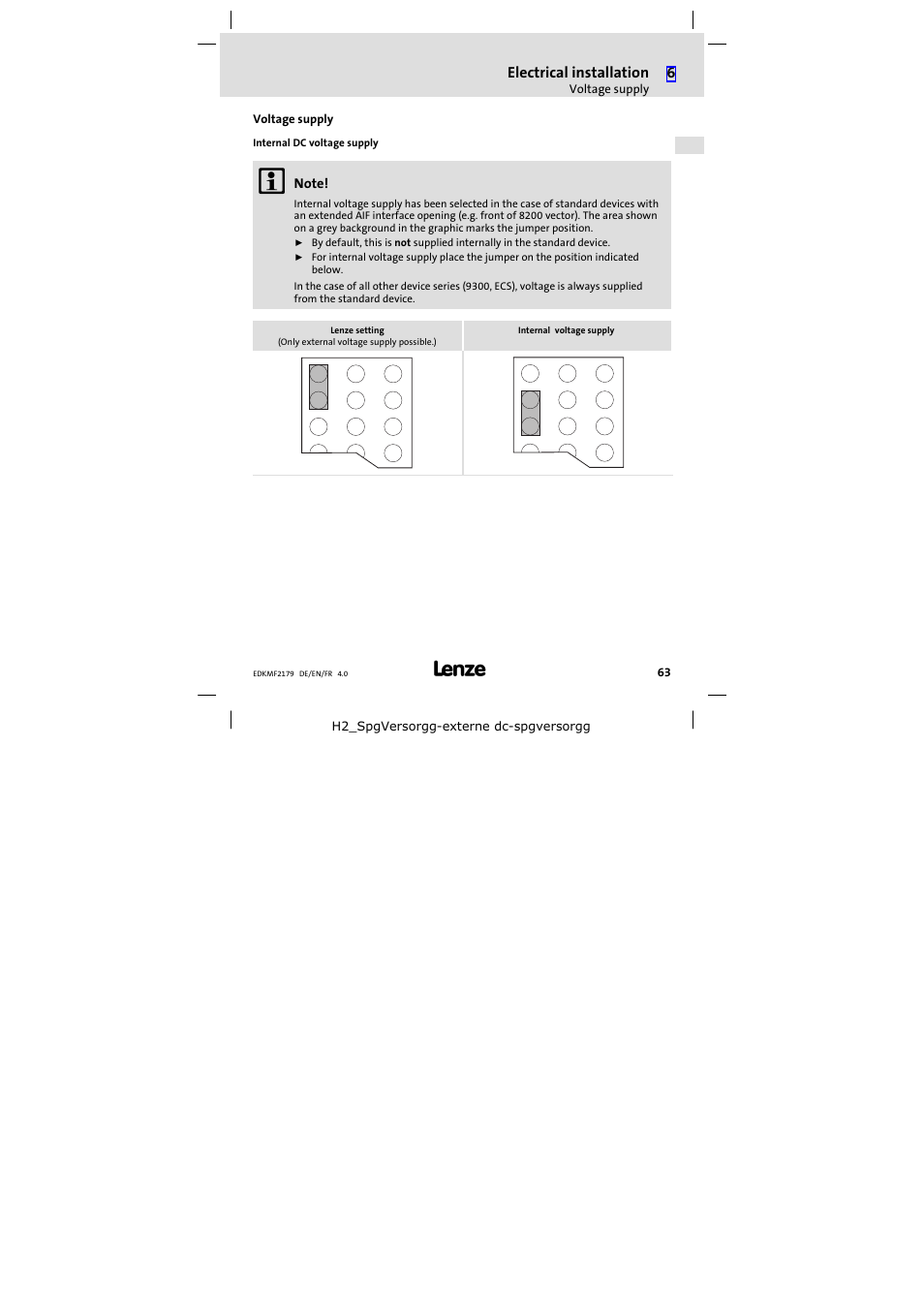 Voltage supply, Voltage supply 63 | Lenze EMF2179IB User Manual | Page 63 / 112