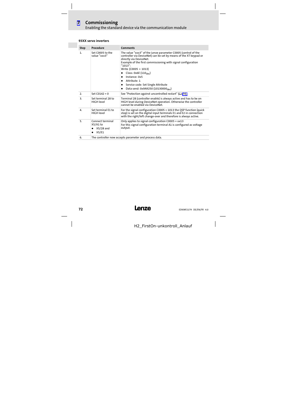 7commissioning | Lenze EMF2179IB User Manual | Page 72 / 112