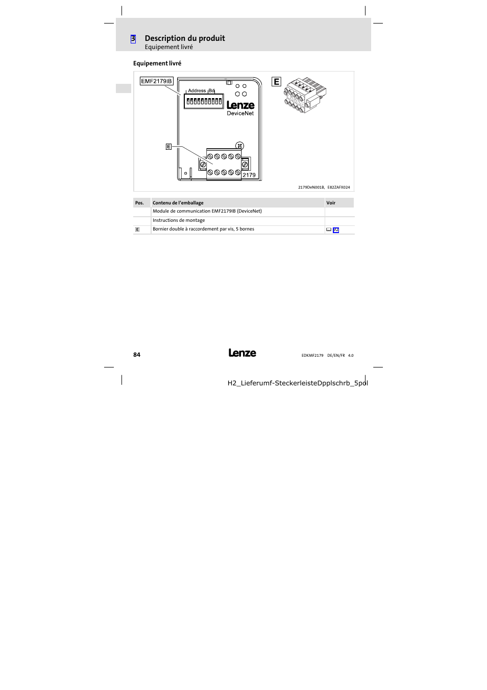 Equipement livré, 3description du produit | Lenze EMF2179IB User Manual | Page 84 / 112