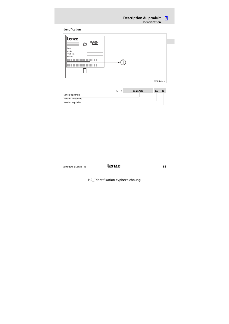 Identification | Lenze EMF2179IB User Manual | Page 85 / 112