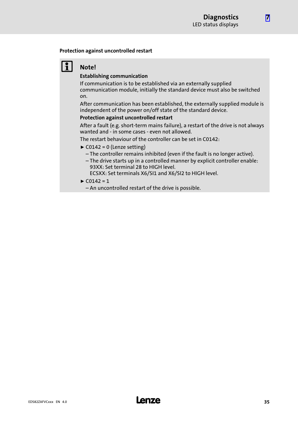 Lenze E82ZAFVC010 User Manual | Page 35 / 70