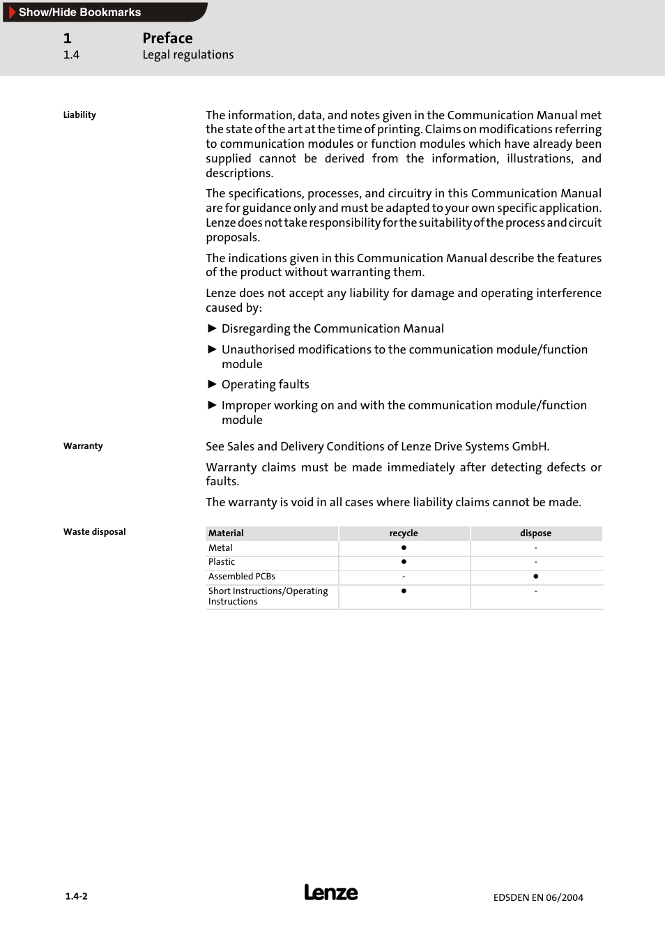 Preface | Lenze EMF2179IB User Manual | Page 13 / 85