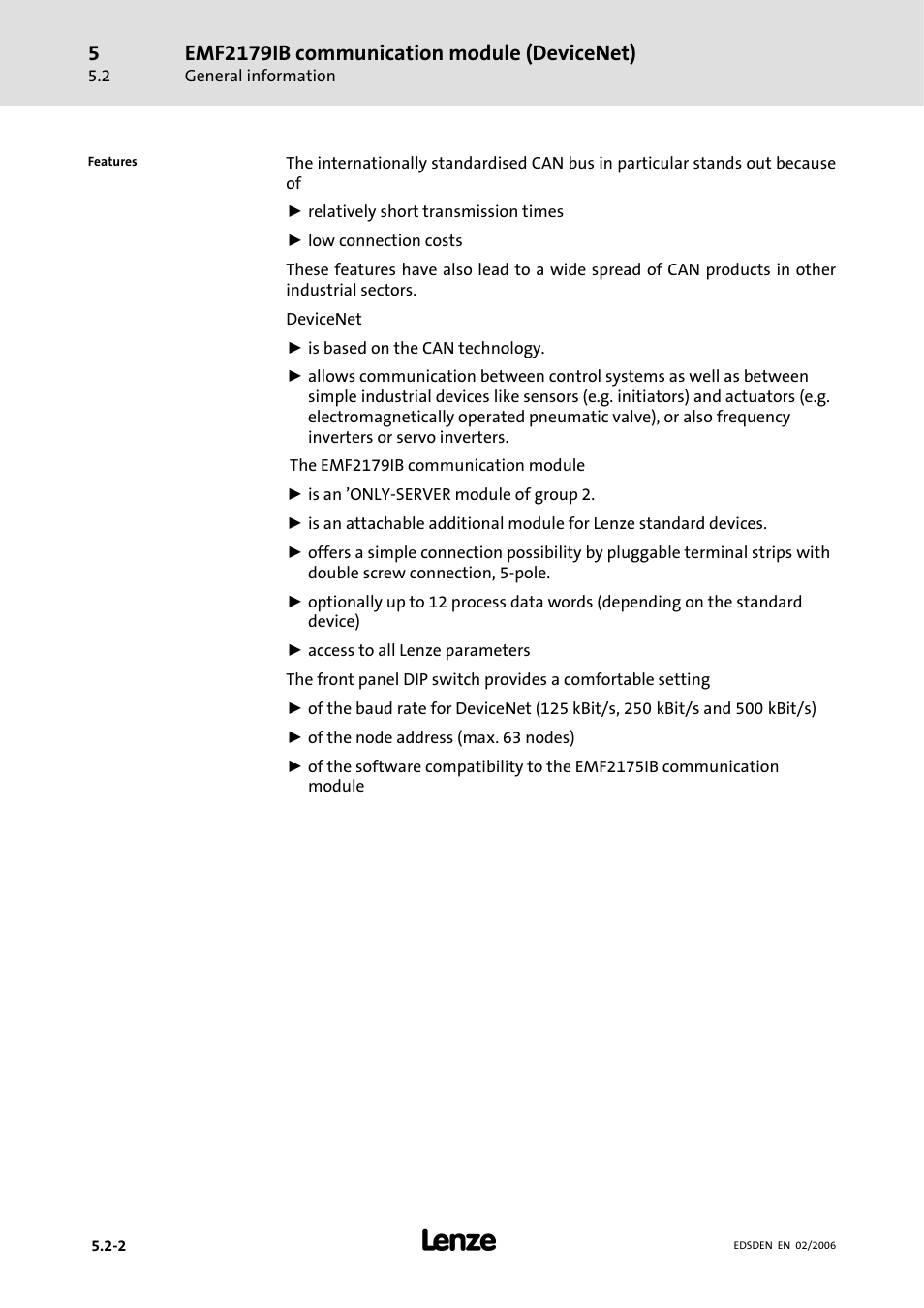 Emf2179ib communication module (devicenet) | Lenze EMF2179IB User Manual | Page 29 / 85