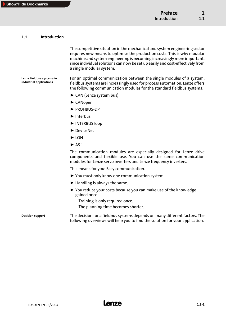 1 introduction, Preface | Lenze EMF2179IB User Manual | Page 4 / 85
