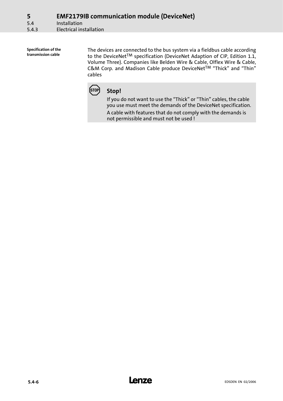 Emf2179ib communication module (devicenet) | Lenze EMF2179IB User Manual | Page 41 / 85
