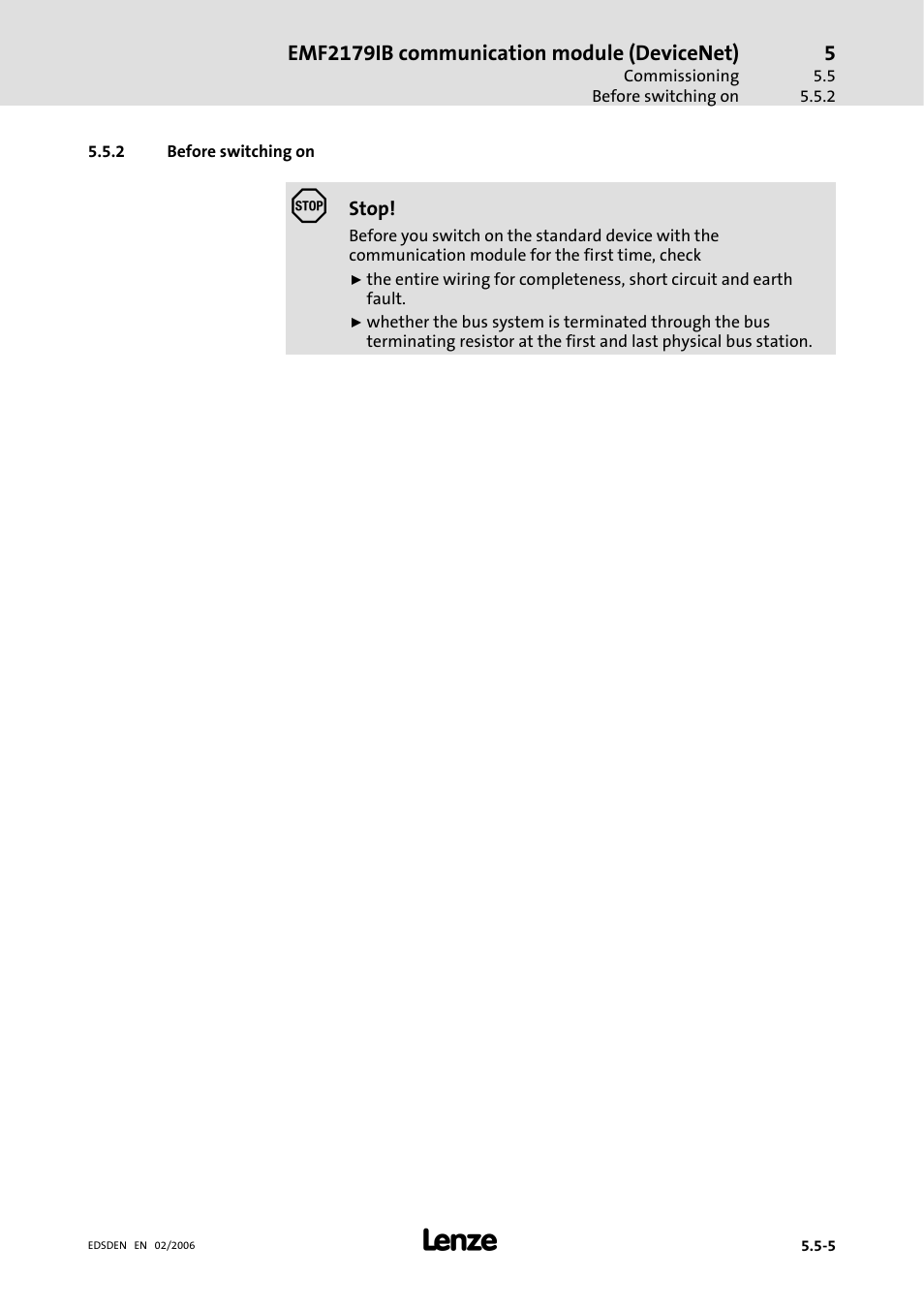 2 before switching on, Before switching on | Lenze EMF2179IB User Manual | Page 52 / 85