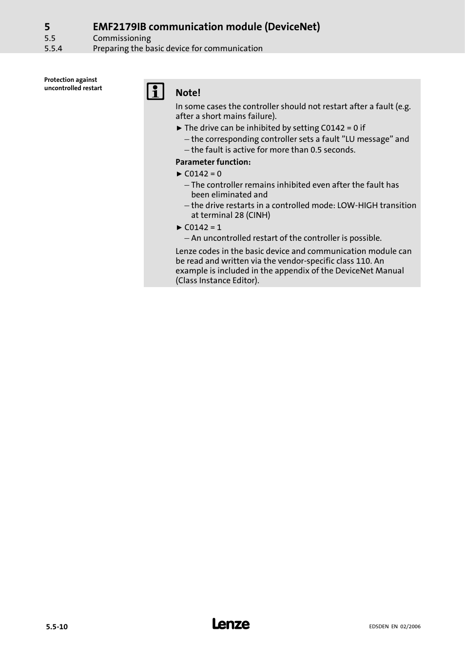 Emf2179ib communication module (devicenet) | Lenze EMF2179IB User Manual | Page 57 / 85