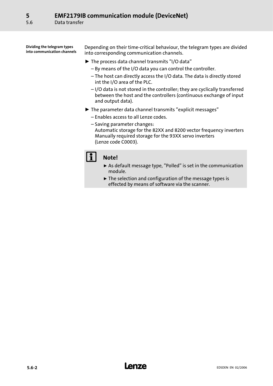 Emf2179ib communication module (devicenet) | Lenze EMF2179IB User Manual | Page 61 / 85