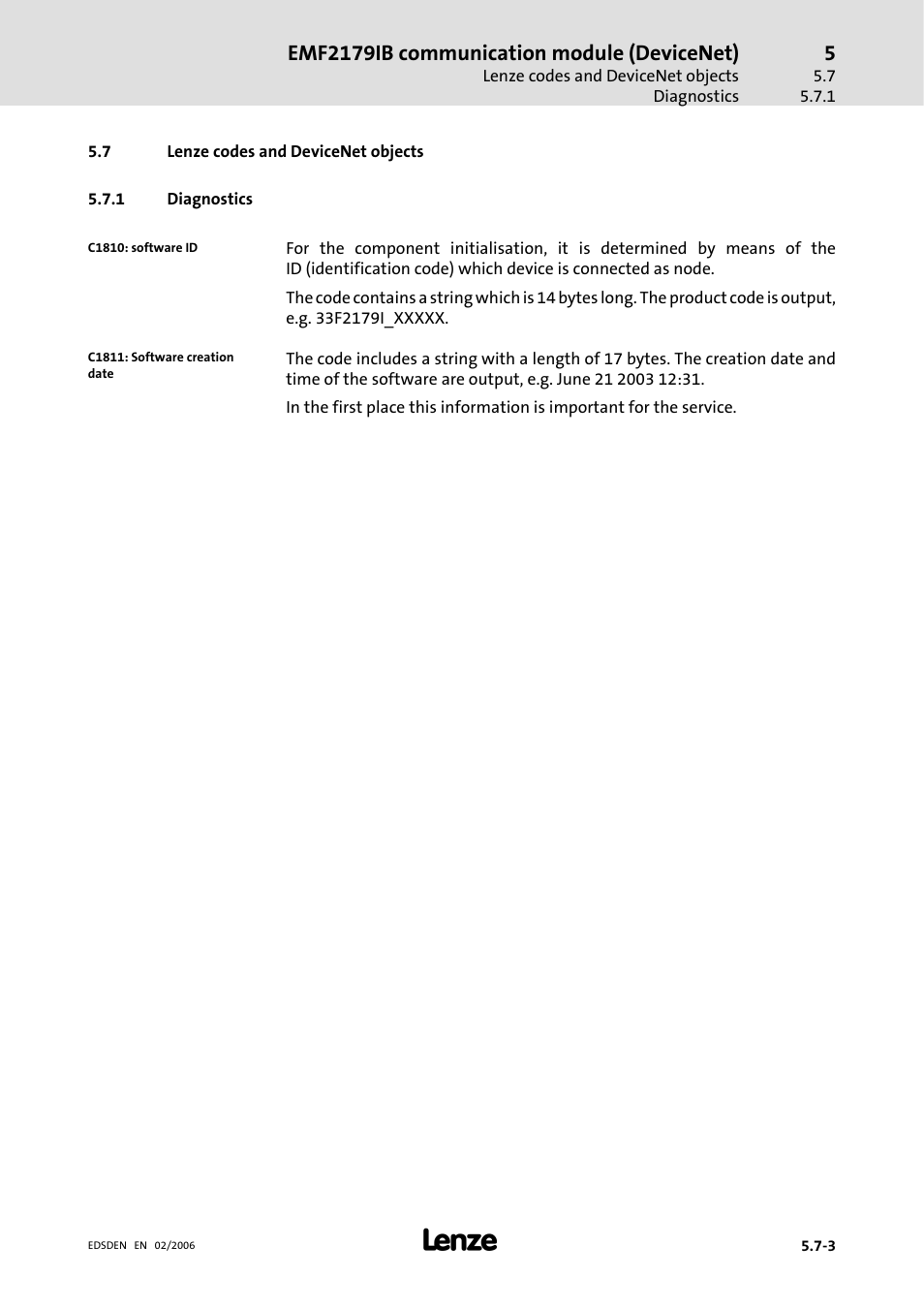 Emf2179ib communication module (devicenet) | Lenze EMF2179IB User Manual | Page 62 / 85