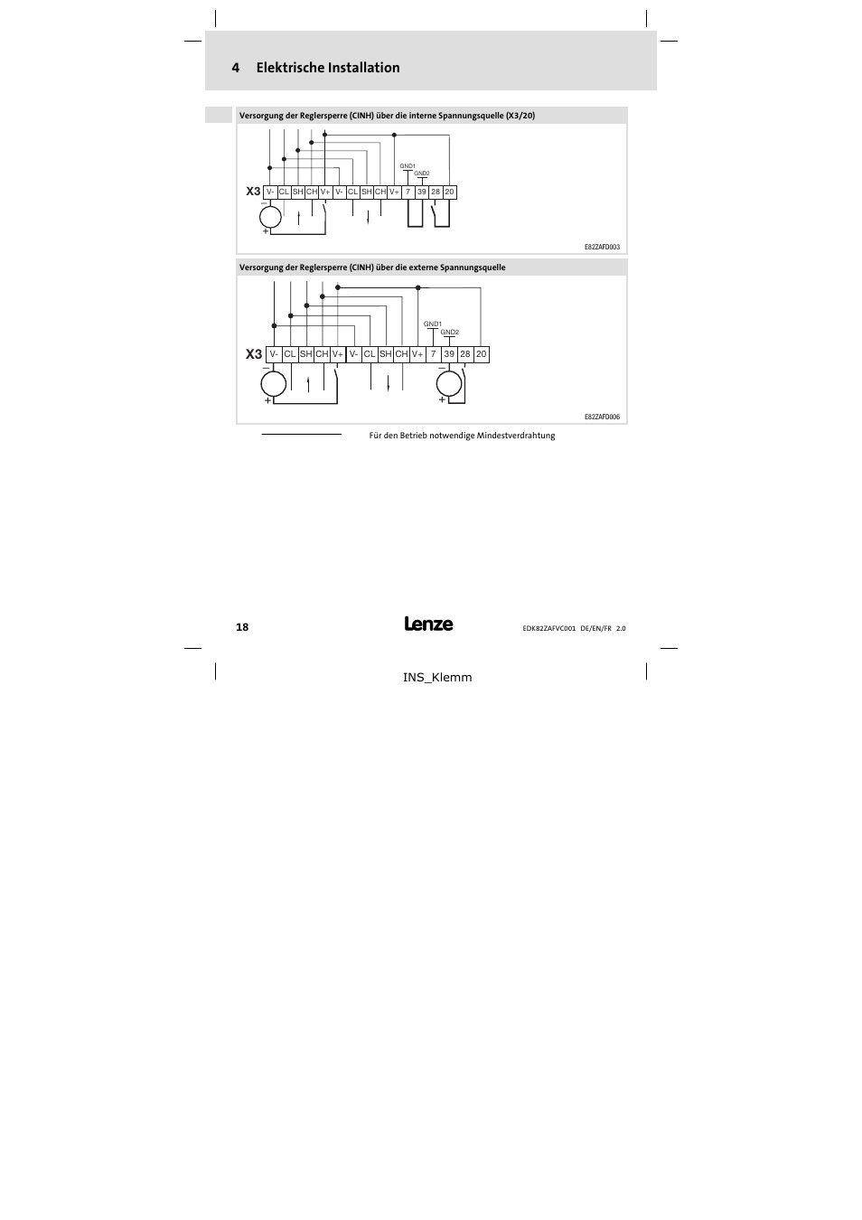 4elektrische installation | Lenze E82ZAFVC001_ User Manual | Page 18 / 88