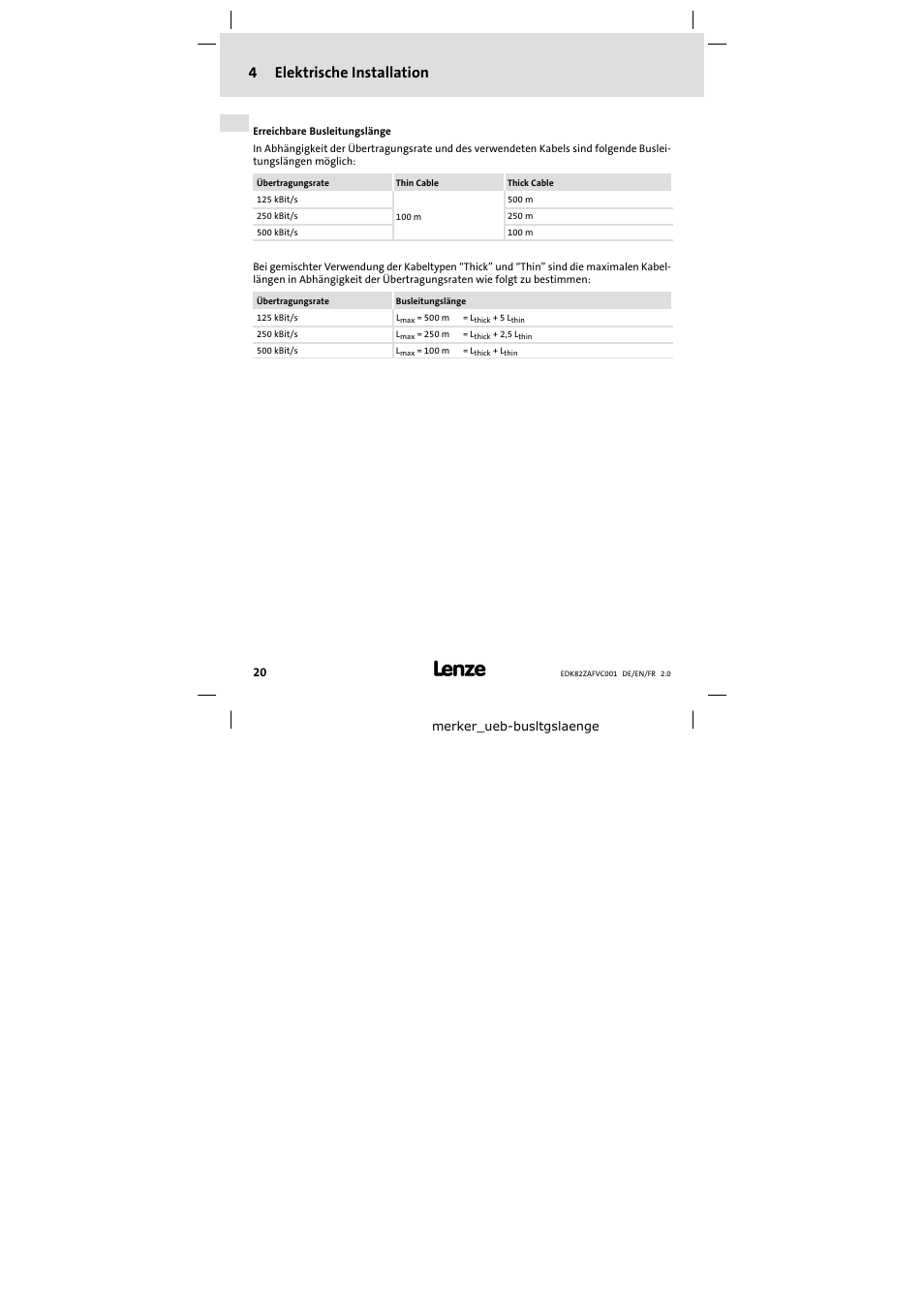 4elektrische installation | Lenze E82ZAFVC001_ User Manual | Page 20 / 88