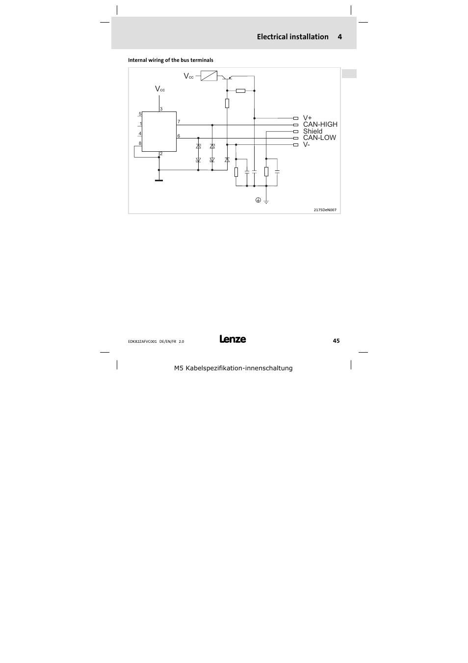 Electrical installation 4 | Lenze E82ZAFVC001_ User Manual | Page 45 / 88