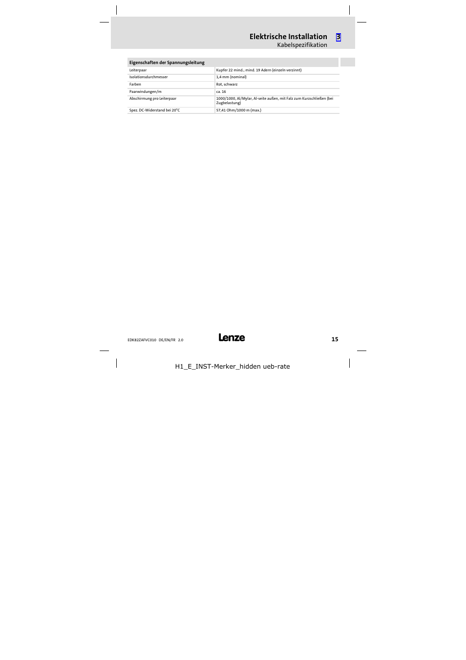 Elektrische installation | Lenze E82ZAFVC010 User Manual | Page 15 / 100